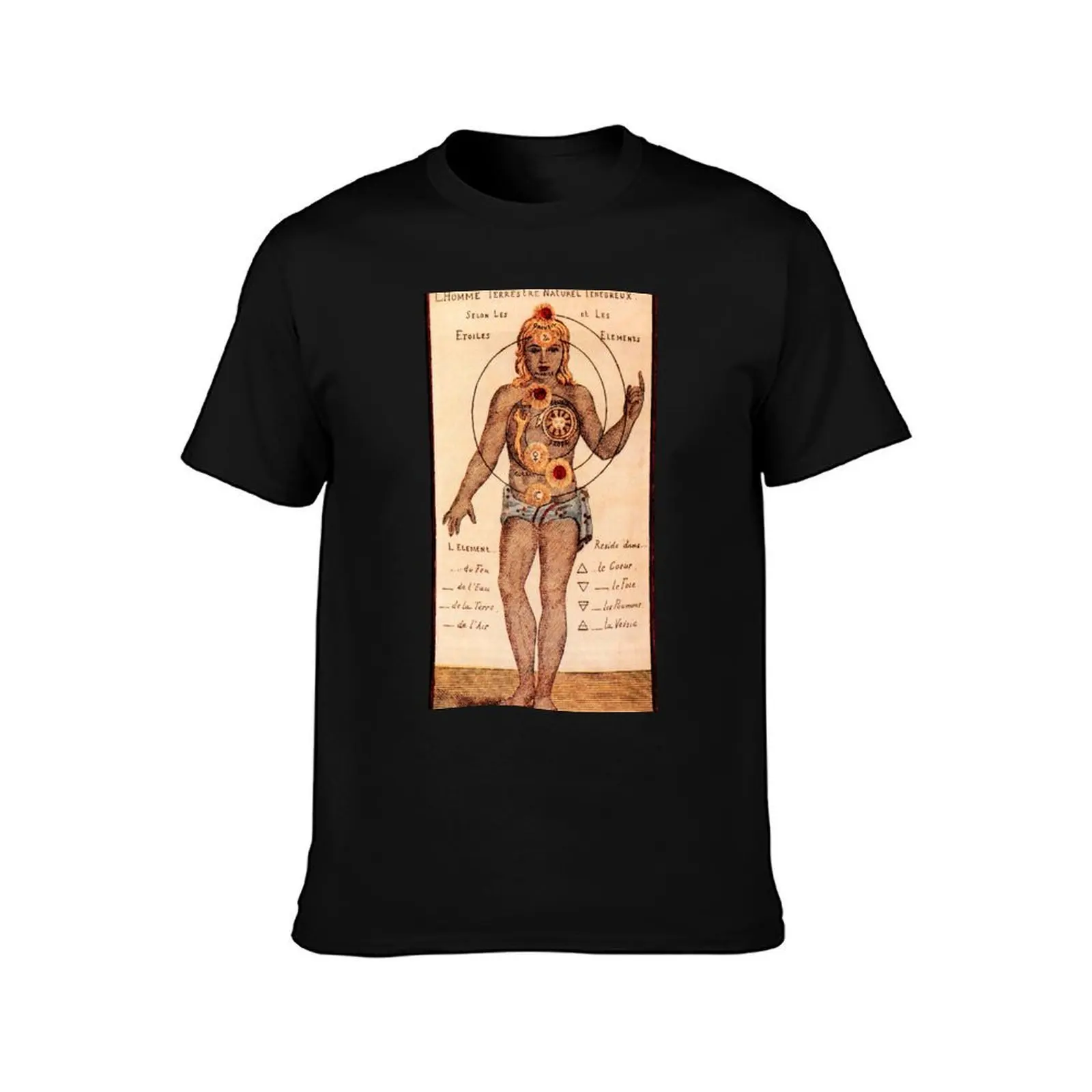 Chakras by Johann Georg Gichtel 1638 T-Shirt, Summer Casual Cotton Tee, Oversized Streetwear Tops, Vintage Graphic Print
