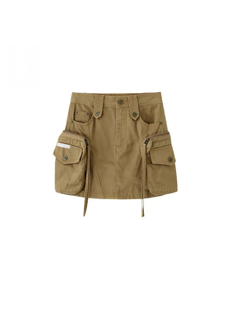 

Ретро-юбка из денима с высокой талией в уличном стиле, женская, весна-лето, новая, с оригинальным дизайном, короткая юбка