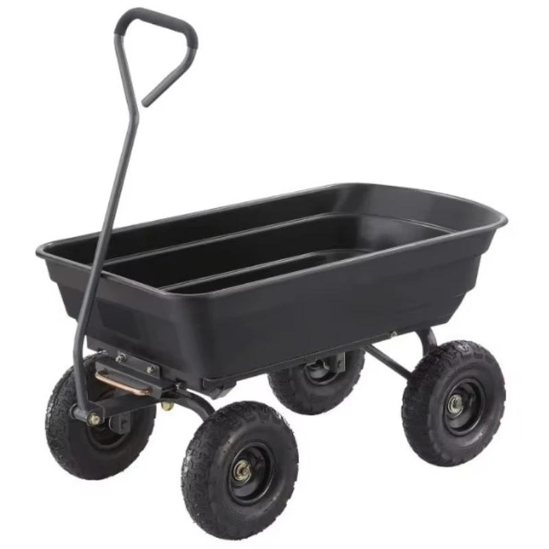 

High Capacity Heavy Duty Garden 4 Wheel Dump Truck Utility Wagon Trolley Camper with Tipping Tray