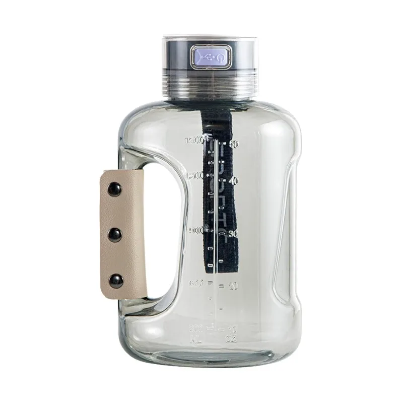 50 oz/1.5L Large Capacity Large Hydrogen Water Bottle Grey Portable Healthy Ionised Water Generator with SPE PEM Technology