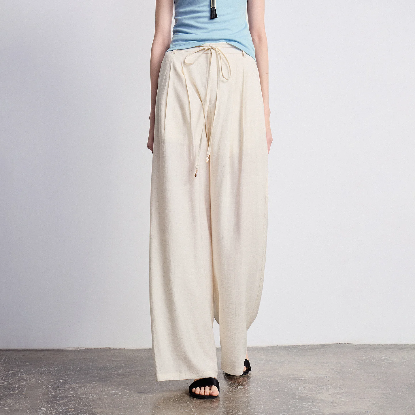 TOYOUTH Women Casual Pants 2026 Summer New Bohemian Vacation Style Striped High Waist Wide Leg Pants