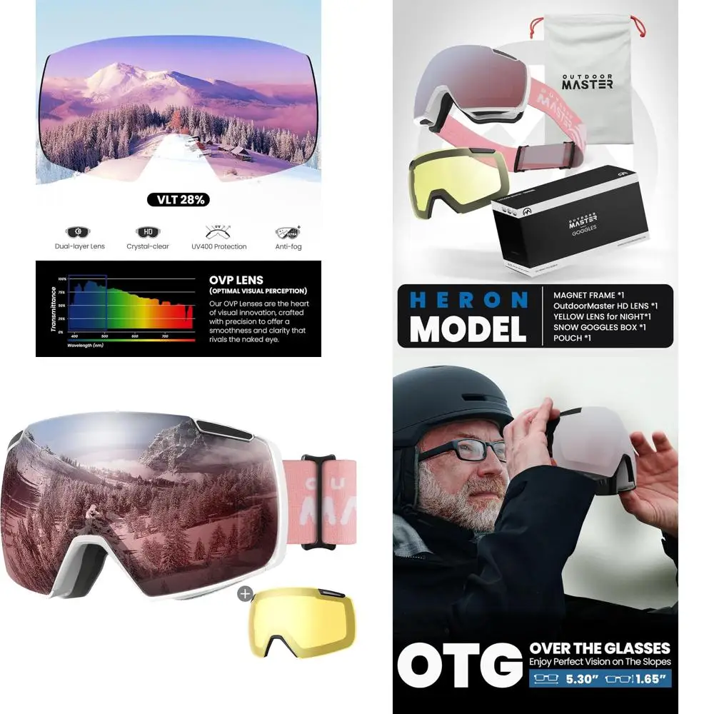 

Бескаркасные лыжные очки с двумя магнитными линзами HD, дизайн очков для катания на сноуборде