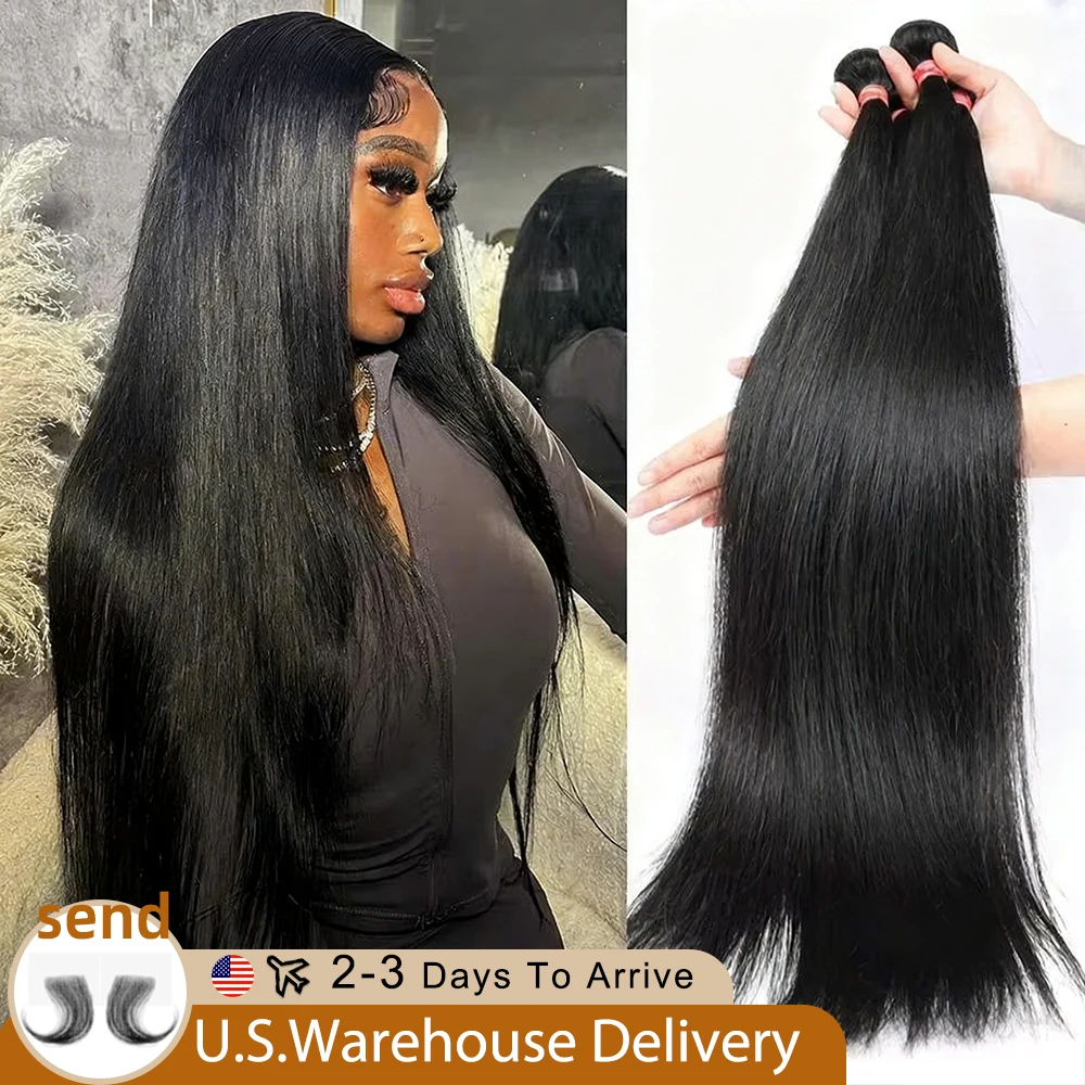 16a feixes de cabelo humano em linha reta 40 Polegada virgem cru não processado 100% extensões de cabelo humano 3 4 pacotes trama dupla trança cabelo