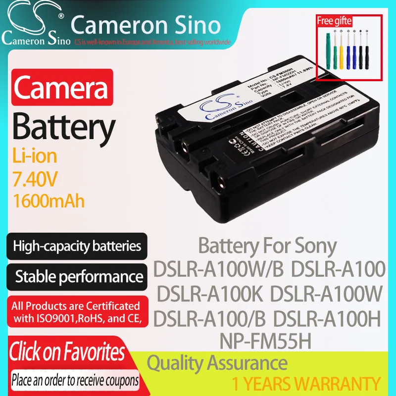 

CameronSino Аккумулятор для Sony DSLR-A100W/B DSLR-A100K DSLR-A100 DSLR-A100W DSLR-A100 NP-FM55H/B подходит для батарей цифровой камеры