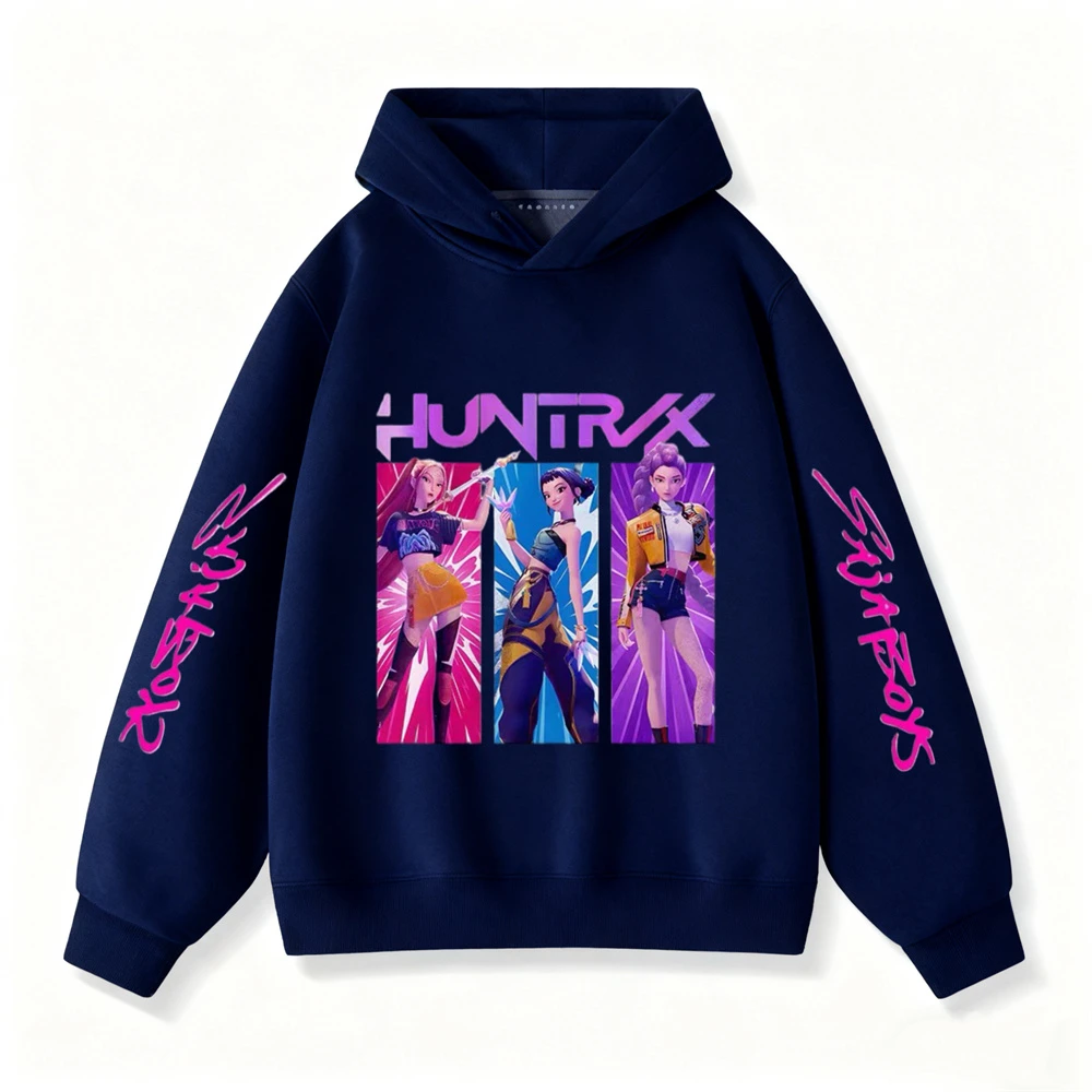 شيطان الصيادين Huntrix بلوزات العصرية هوديس غير رسمية نمط جديد الفتيات الطفل طويلة الأكمام طفل Crewneck مقنعين البلوفرات