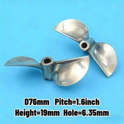 D76mm 2-Blade Copper Propeller Left Right 6.35mm Shaft Hole for RC Nitro Boat O-Boat Racing Upgrade Parts