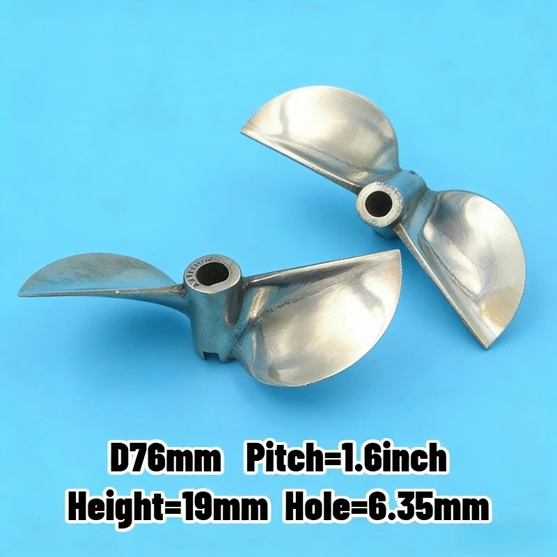 D76mm 2-Blade Copper Propeller Left Right 6.35mm Shaft Hole for RC Nitro Boat O-Boat Racing Upgrade Parts