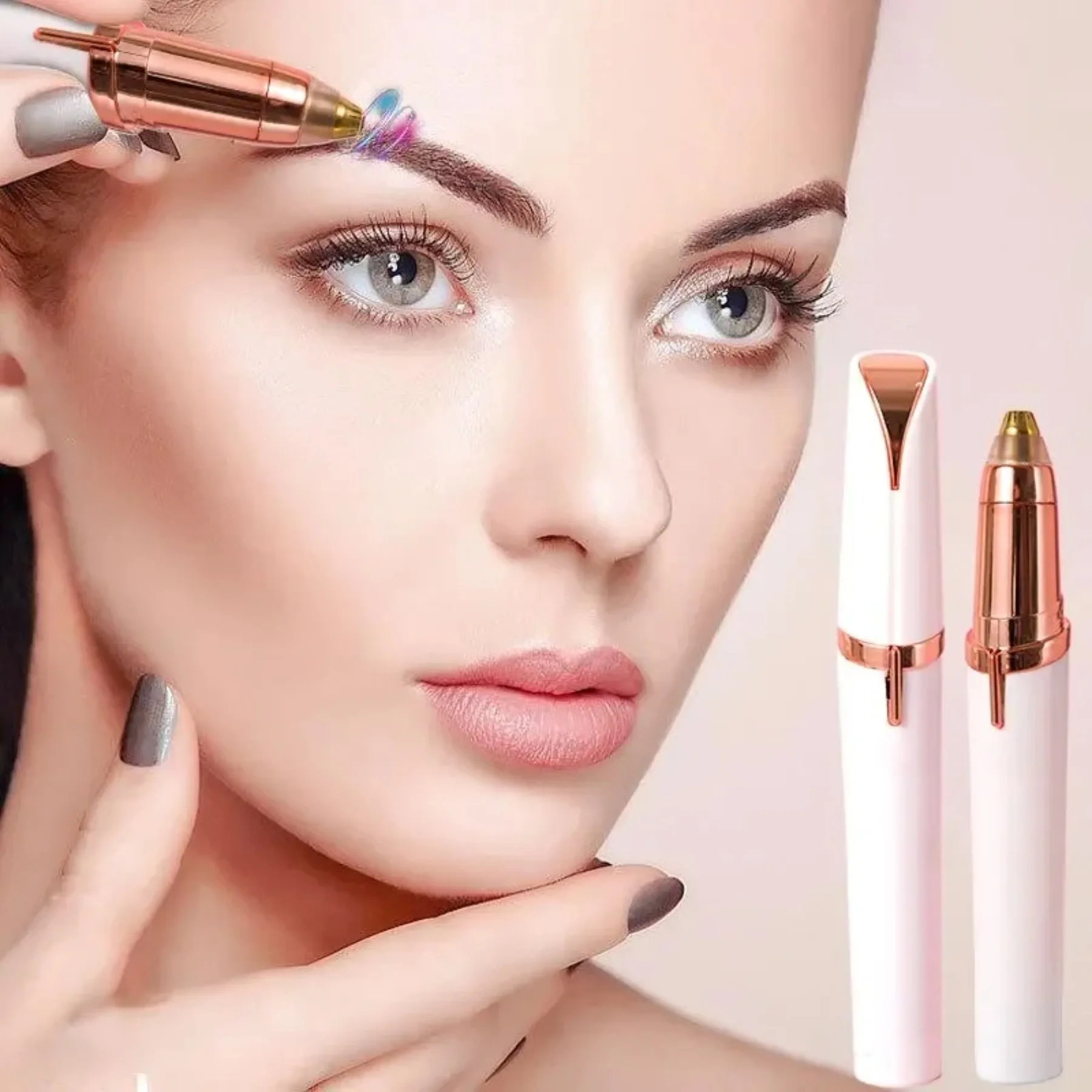 1pc Electric Eyebrow Trimming Tool For Beginners Automatic Electric Eyebrow Trimmer Nose Hair Shaving Brush Scraper Battery Ver image 2