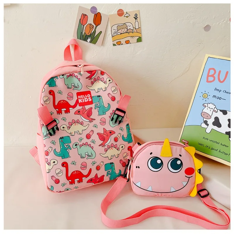 Mochila con estampado de dinosaurio para niños, morral informal de dibujos animados, ideal para estudiantes, guardería, 2023