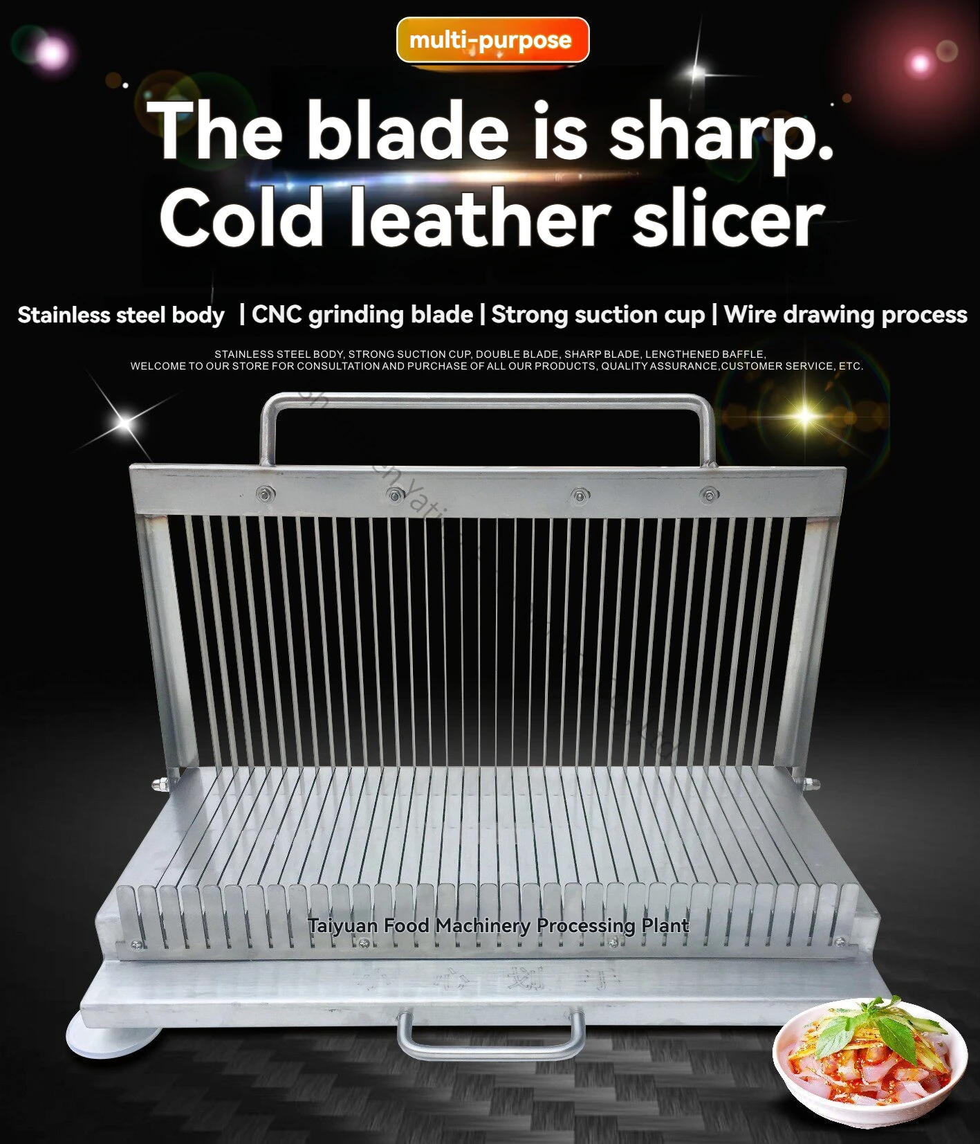 Manual Liangpi Cutting Machine Thickened Stainless Steel Hand Pressure Cutting Tofu Loofah Lunch Meat Starch Sausage Processing