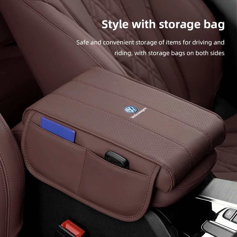 Car Interior Leather Armrest Box Miscellaneous Storage bag  For VW Golf Amarok T5 Phaeton Teramont ID3 Tiguan T-Cross Passat Mag