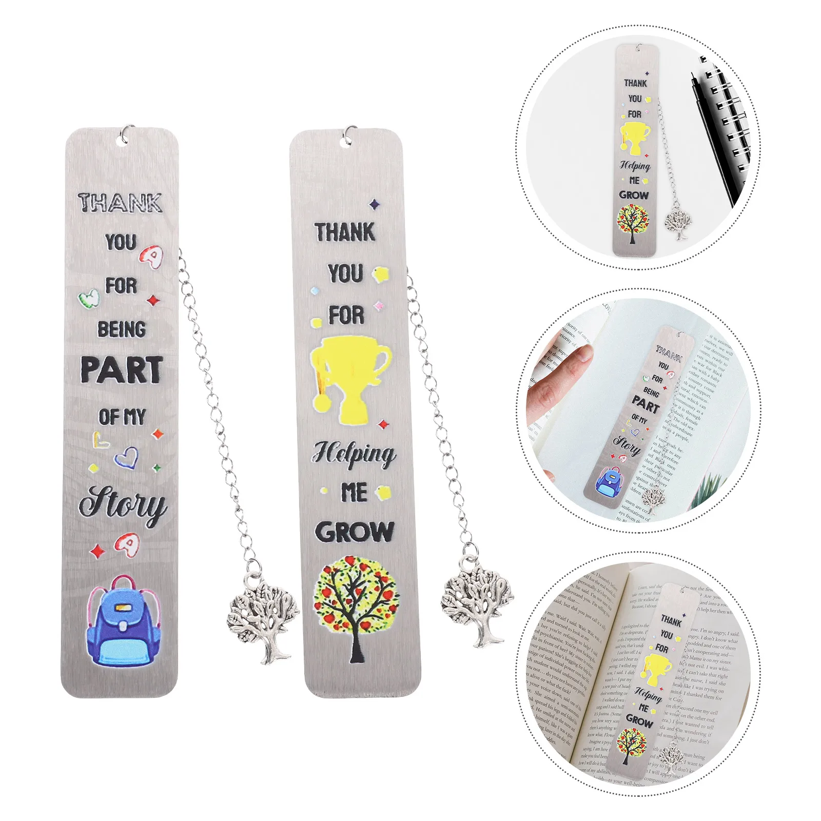 2 個のステンレス鋼のブックマーククリエイティブ装飾金属ブックマークページマーカー教師のための教室感謝祭の日のギフト