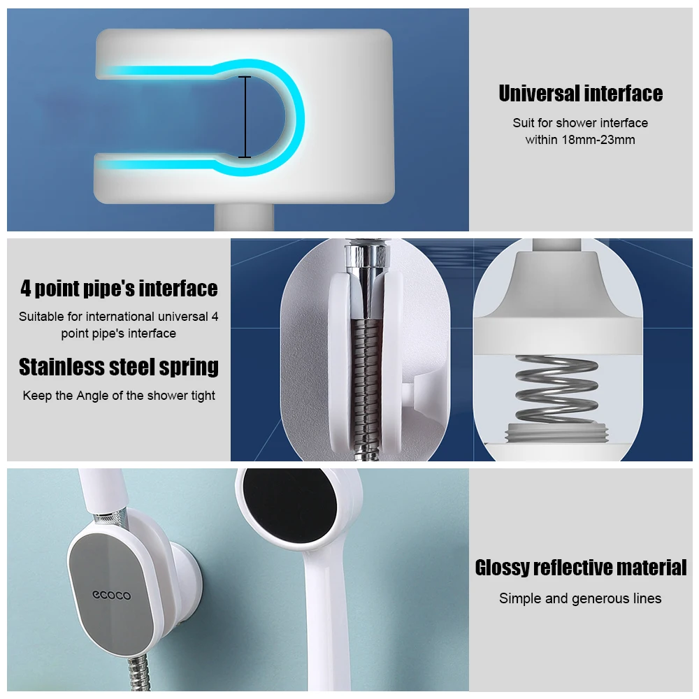 No Drill Shower Stand With Stick Universal Adjustable Shower Head Holder Bathroom Accessory 360° Showerhead Bracket Wall-Mounted