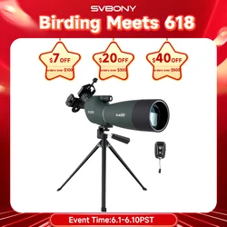 Svbony SV28plus 50/60/70mm Spotting Scope Powerful Zoom Telescope Long Range PORRO Prism Suit Archery Target Shooting Camping