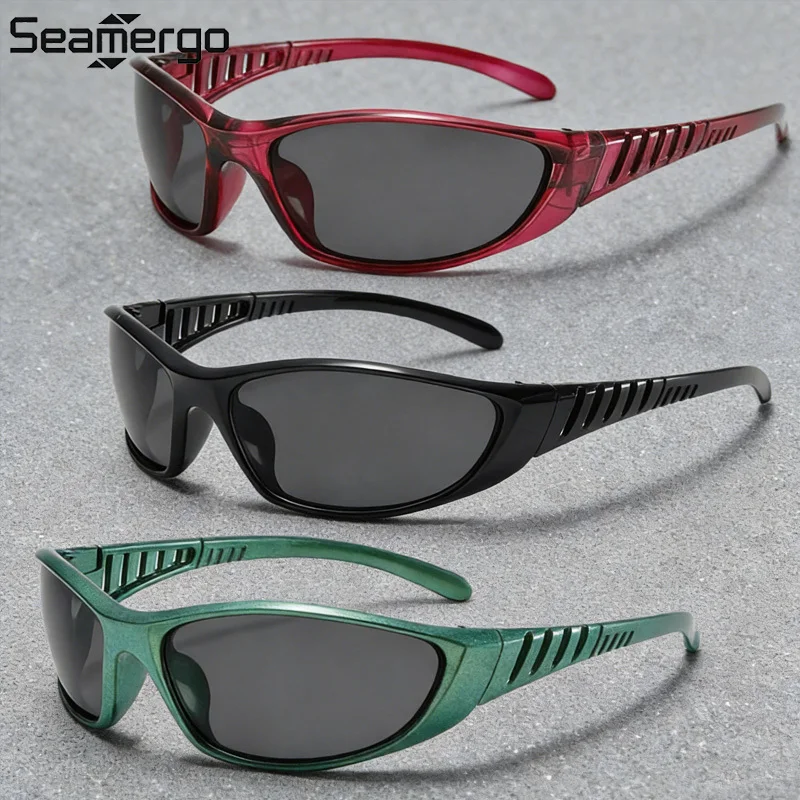 SEAMERGO 1/3 Stück Sport-Radsport-Sonnenbrille, rutschfeste Nasenstütze, Polsterung der Bügel, angenehm zu tragen, UV-beständige Brille