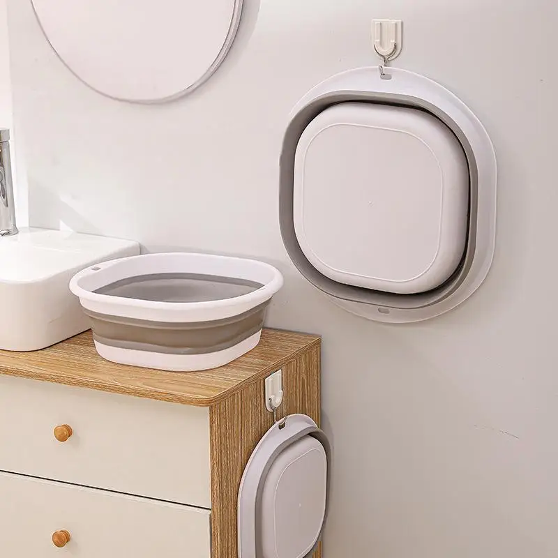 Großes faltbares tragbares Kompressionswaschbecken aus Kunststoff, geeignet für Zuhause, Reisewäsche, Gemüsewaschen – Detail 9