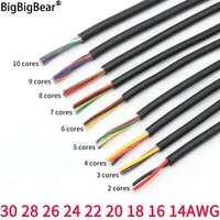 Cable de señal de cobre UL2464, 2/5/10M, 30, 28, 26, 24, 22, 20, 18, 16AWG, 2, 3, 4, 5, 6, 7, 8, 9, 10 núcleos, Cable de Audio electrónico