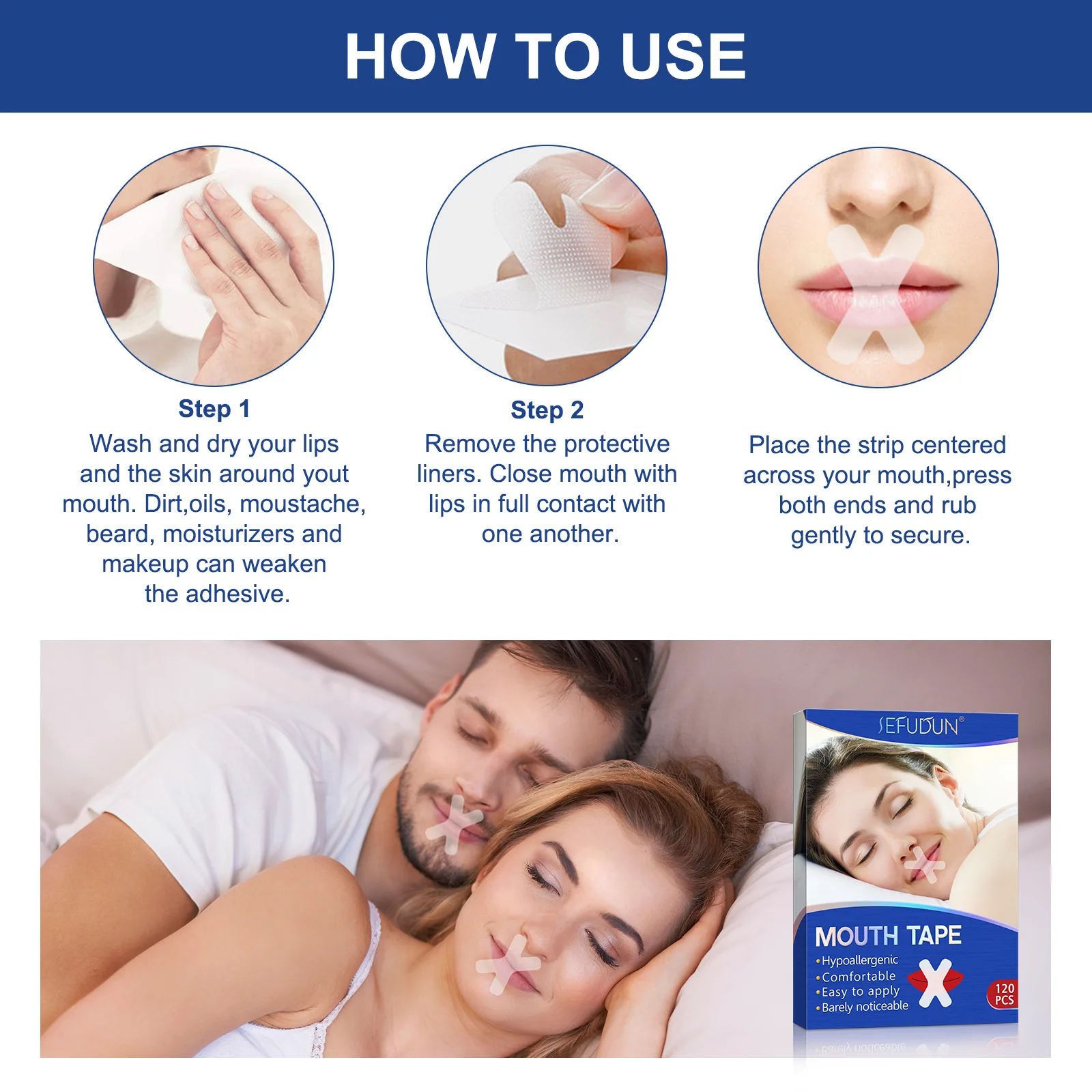 120/30Pcs Sleep Strip Mouth Tape for Snoring for Better Nose Breathing Less Mouth Breath and Snore Improved Nighttime Sleeping