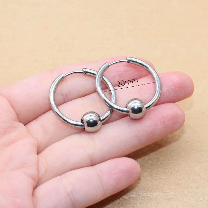 2pc Lot Stainless Steel Round Men Women Hoop Earrings Thick 2.5MM 8 10 12 20mm For Choose Brief Style Fashion Jewelry
