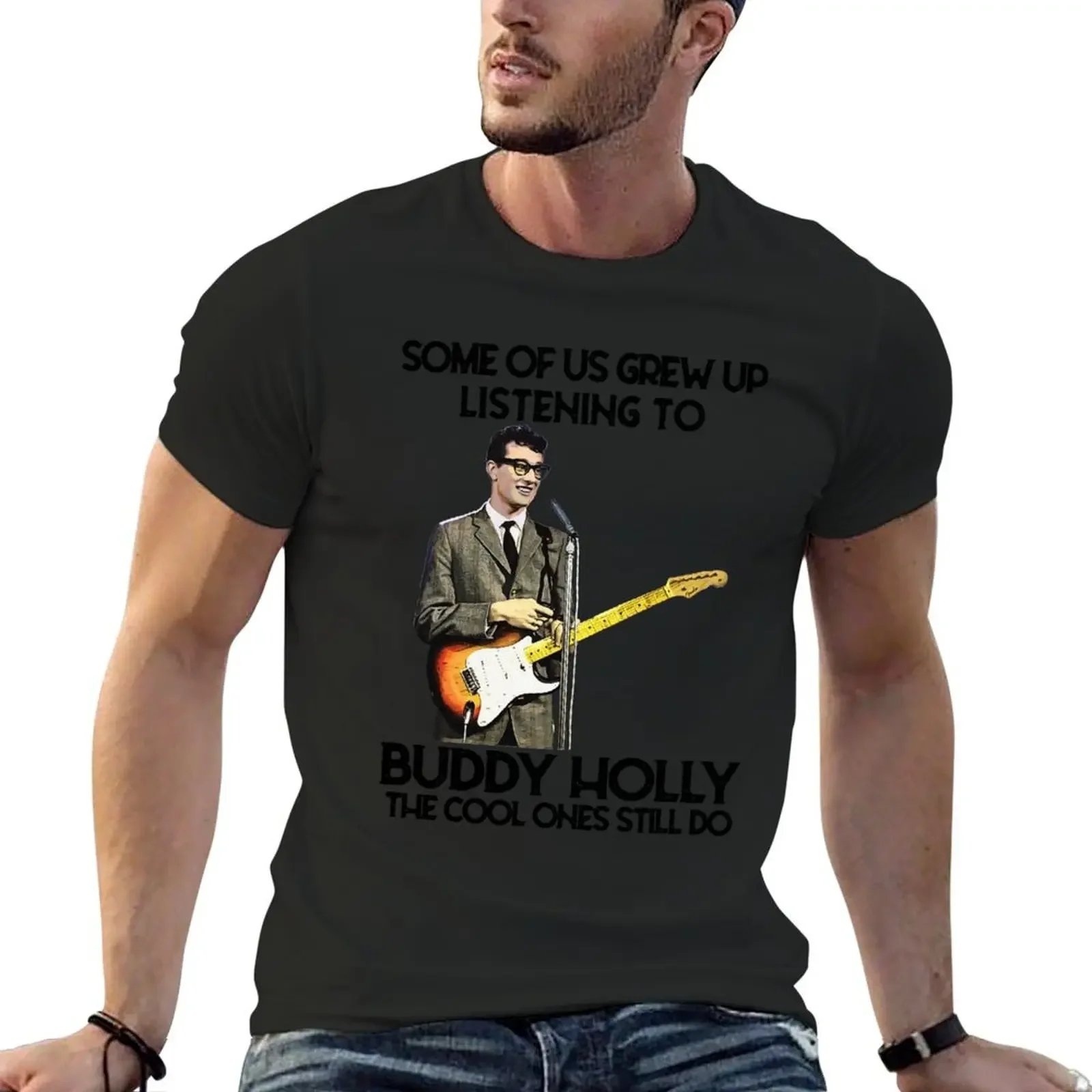 Some Of Us Grew Up Listening To Buddy Holly The Cool Ones Still Do T-Shirt tops blue archive mens vintage t shirts