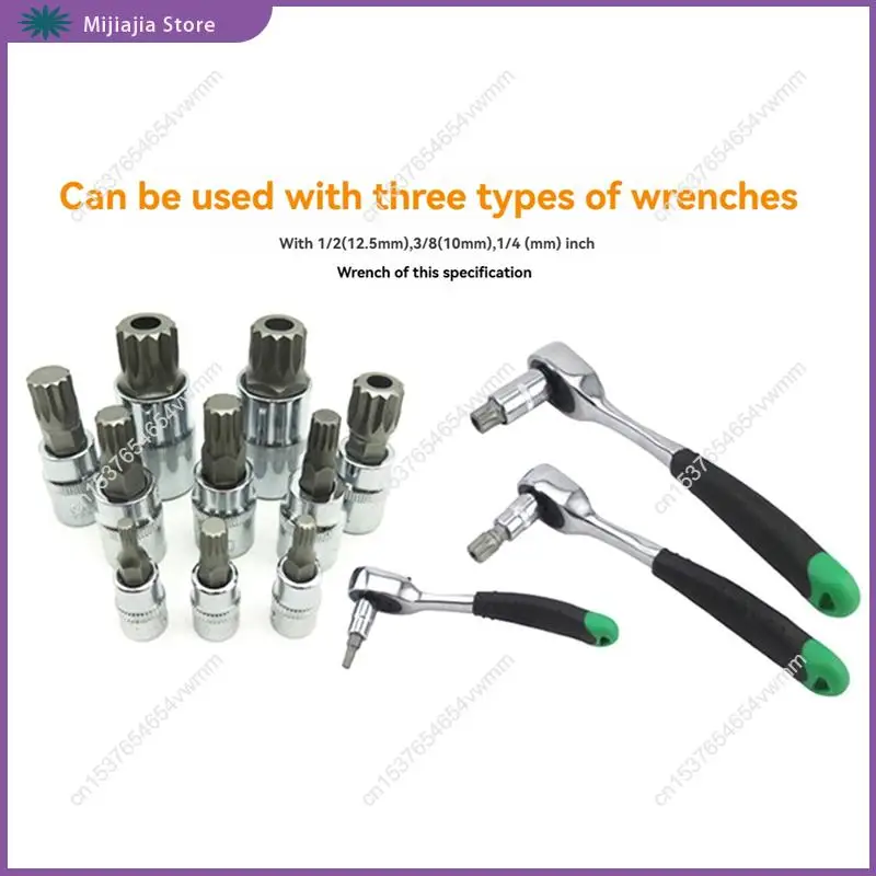 Manga de doze ângulos profissional tripartite spline broca chave substituível manga de broca à prova de violação kit carro vendas