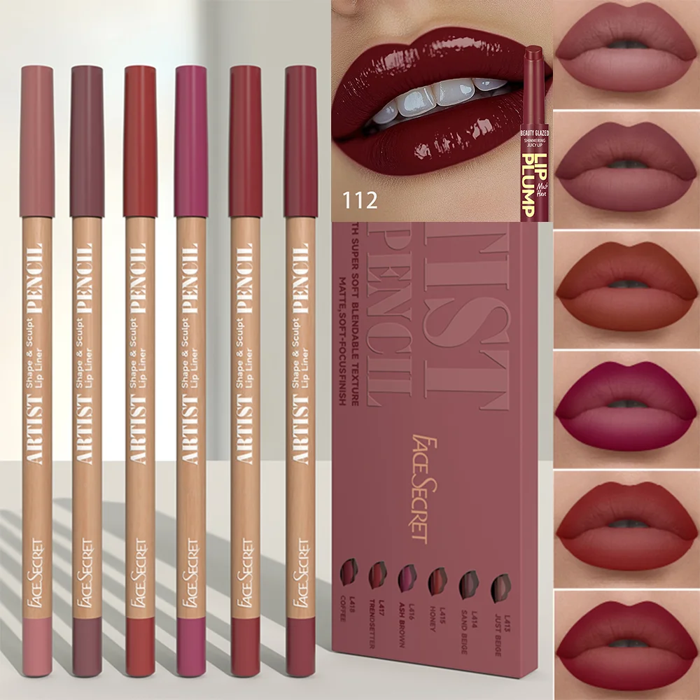 Ensemble de brillant à lèvres marron foncé avec huile de couleur, brillant à lèvres solide et hydratant, rouge à lèvres gelée, crayon à lèvres velours mat, 7 pièces