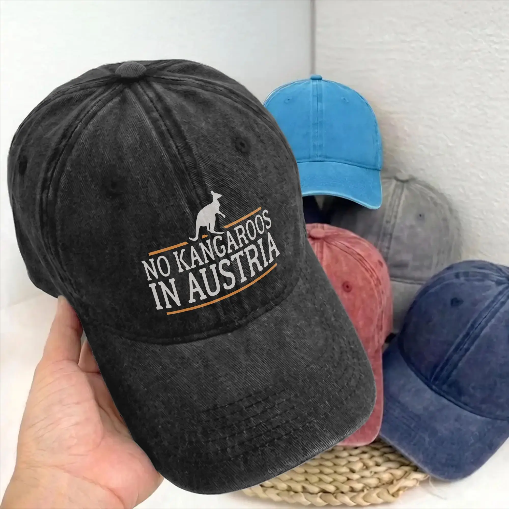 Vintage No Kangaroos in Austria Funny Baseball Cap Unstructured Australia Distressed Denim Snapback Hat Outdoor Adjustable Hats
