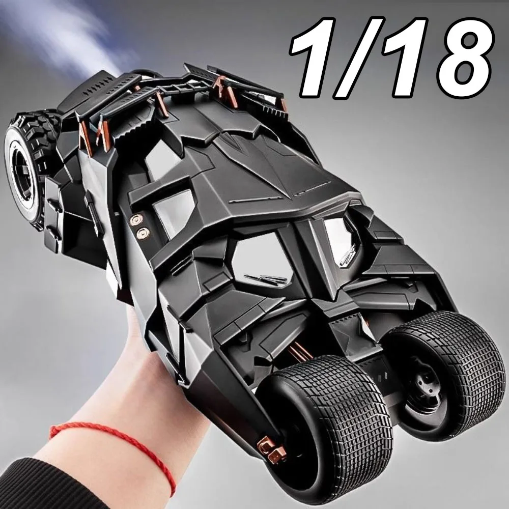 1:18 합금 배트모빌 텀블러 1995 장난감 모델 다이캐스트 자동차 스프레이 기능 도어 열림 소리와 빛 풀백 차량 크리스마스 선물