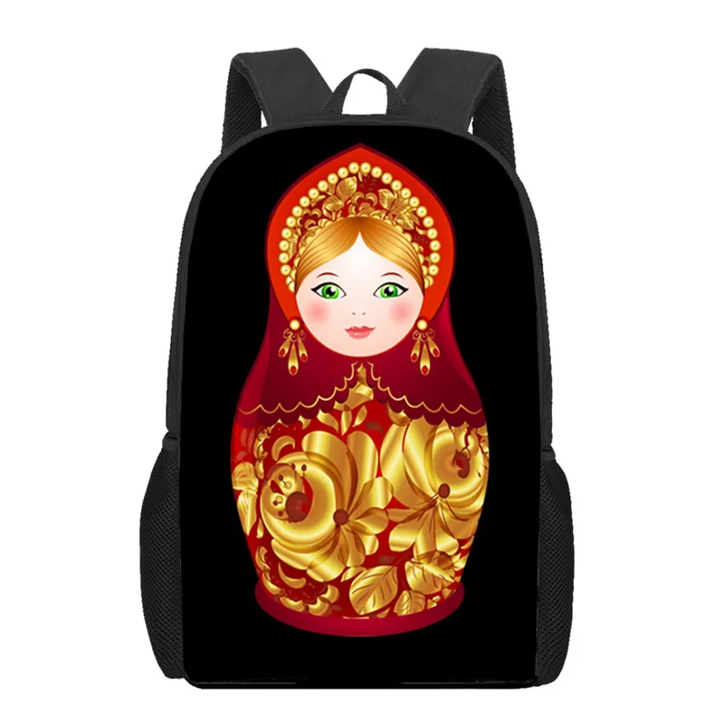 Mochilas rusas con estampado de Matryoshka para niños, mochilas escolares para adolescentes, bolsa de libros para estudiantes divertida, mochila diaria informal