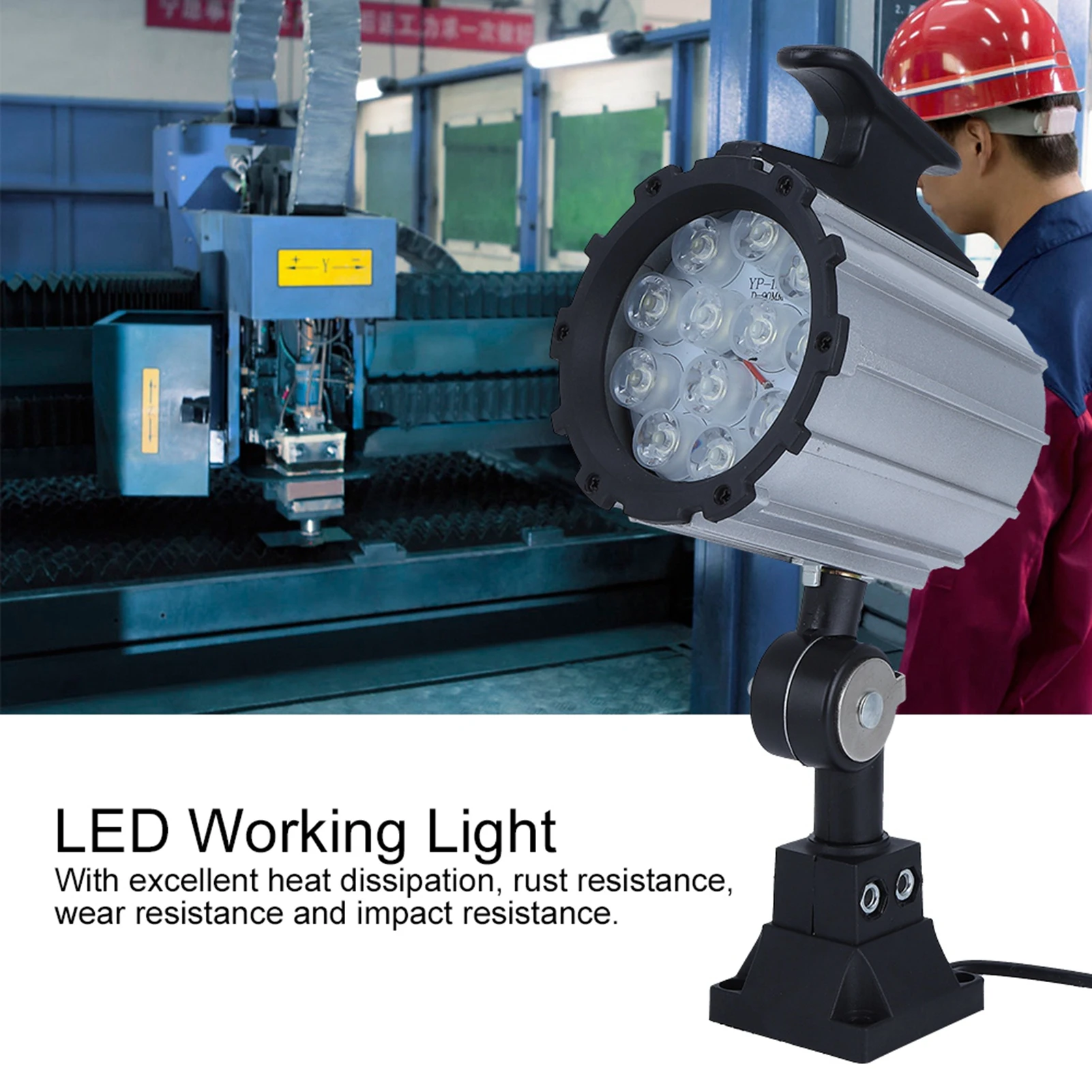 12w-24v防水cncマシン用12led作業灯、短アーム照明、工業用工具機械ライト、工作機械ライト