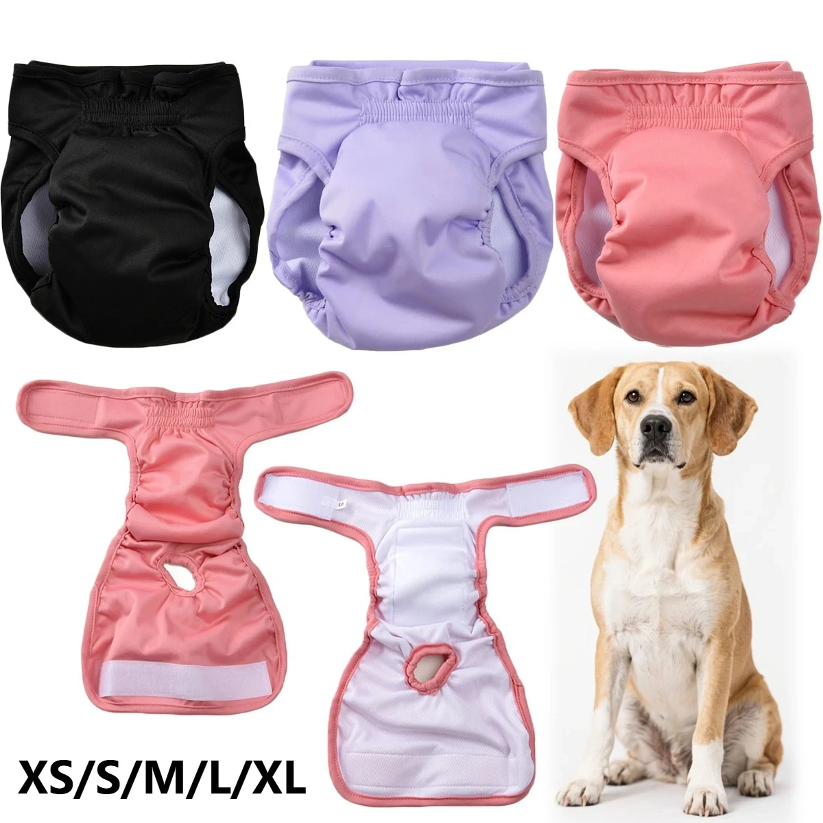 Waschbare Hundewindel für Weibchen, Verstellbare Physiologische Hundehose, Wiederverwendbare Auslaufsichere Höschen für Kleine, Mittlere und Große Hunde
