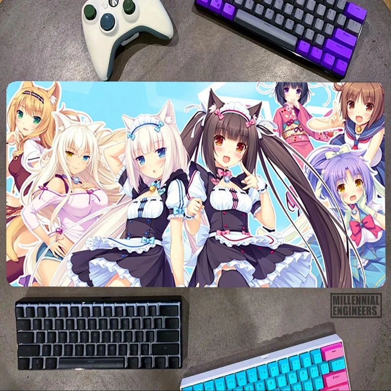 Kawaii Anime Game NEKOPARA Mouse Pad Desk Mat Keyboard Mousepad Gamer Office Accessories Big Mousepepad Gaming Mats Extended Xxl