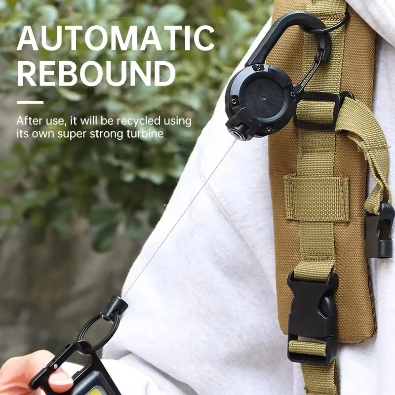 1/2/5Pcs Retractable Buckle Heavy Duty Pull Reel Carabiner Key Chains Strong Steel Wire Rope Buckle Backpack Key Hanging Buckle