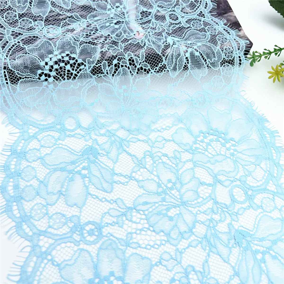 3y/lot Width 9 inch 23cm Sky Blue Underwear Lace Eyelash Trim Lingerie Sewing Craft DIY Apparel Fabric Bra Lace Non-Elastic