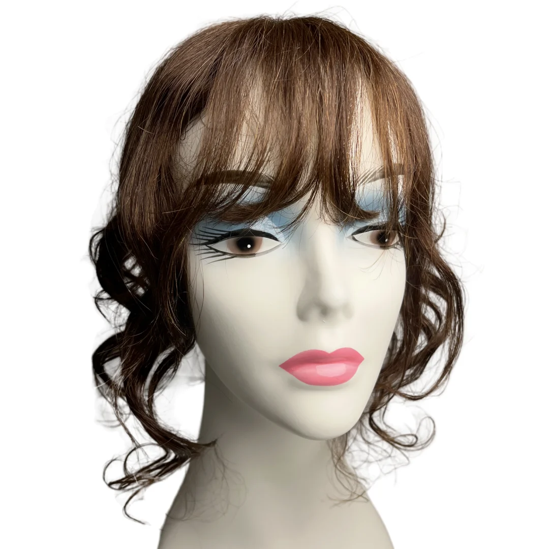 Natural Hair Topper for Women Body Wave Curly Human Hair Toppers 10-14inch Clips in Extension Real Hairpieces For Rare Bald Hair