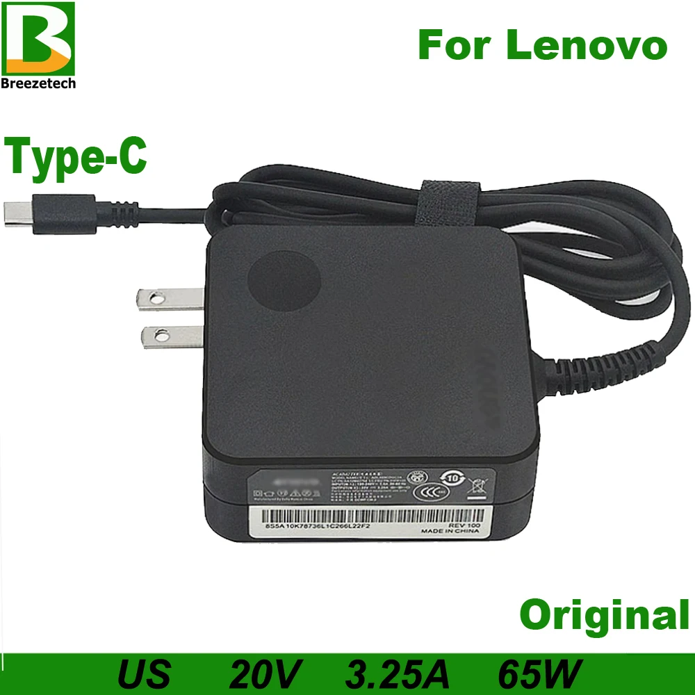 20V 3.25A 65W Type-C Laptop AC Adapter Power Charger For Lenovo Thinkpad X1S2 T480 X280 E480 E485 E580 X1 R480 L480 L580 L590