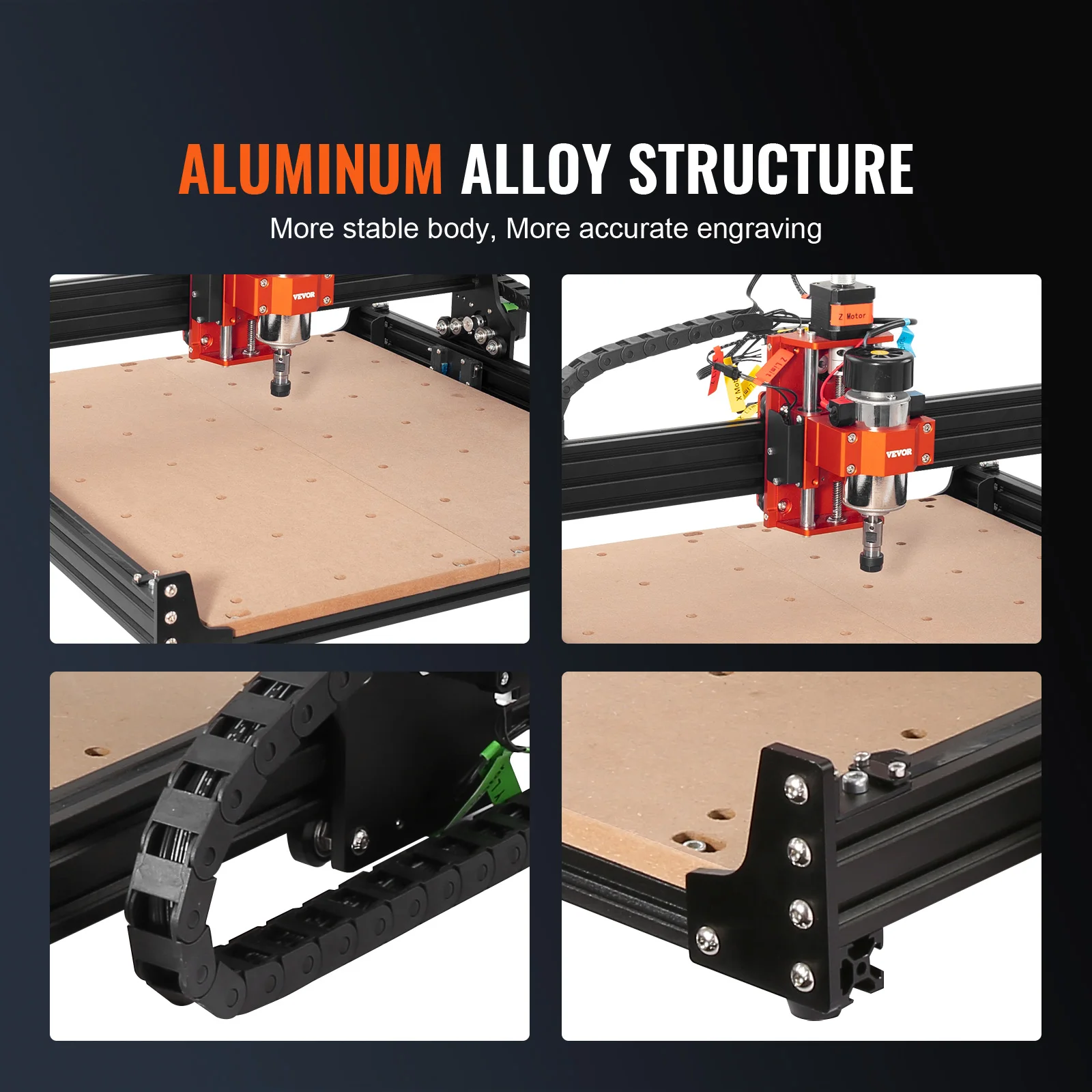 Vevor 300W Cnc Router Machine 3 As Grbl Controle Houtgravure Freesmachine Set 400X400X75 Mm Oppervlakte 1200 Rpm