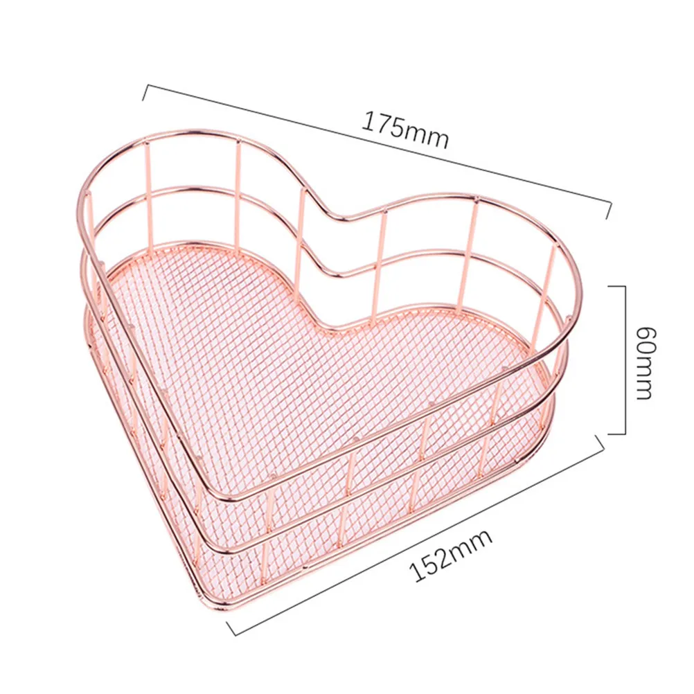 

Heart Shaped Storage Tray Rose Gold Wrought Iron Jewelry Organizer Nordic Minimalist Home Decoration Jewelry Dish for Women