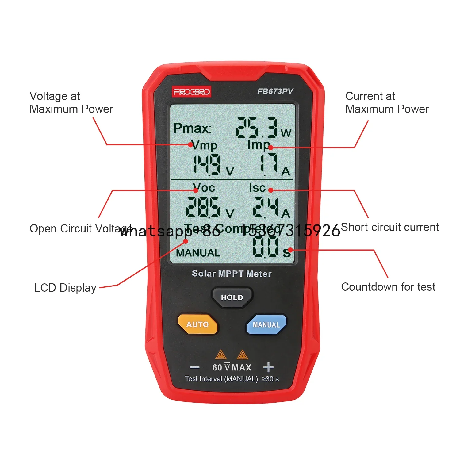 

New FB673PV 800w LCD MPPT solar panel pv tester energy meter Smart Current Voltage Tester Digital meter solar power tester VOC