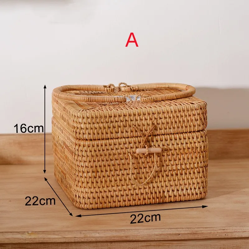 Creative Akifuji Woven Storage Basket Hand-held Rattan Sundry Tea Food Storage Box Kitchen Organizer and Storage Container