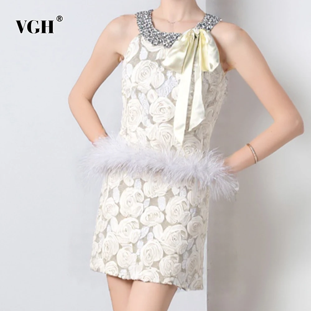 

VGH French Style Printing Slimming Two Piece Sets For Women Round Neck Sleeveless Top High Waist Mini Skirt Sexy Set Female New