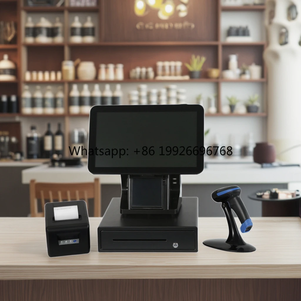 15.6-Inch Android POS Terminal Dual Screen Cash Register with Touch Screen 55mm Printer for Supermarket & Restaurant Use