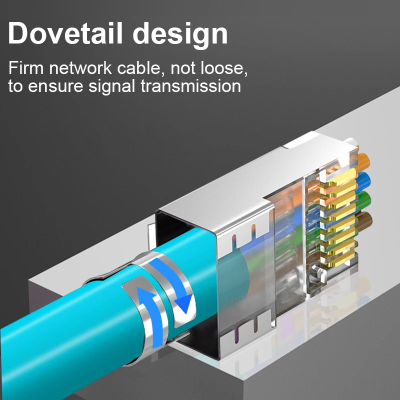 CAT7 Shielded 10Gbps STP RJ45 Modular Plug Connector with load bar, 50u Gold-plated Support 23-26AWG