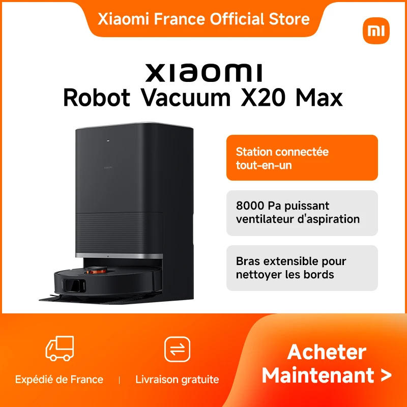 Xiaomi-Aspirateur robot X20 Max, commande vocale, collecte automatique de la poussière, balayage de toute la maison, livres liquides pour cheveux, version globale