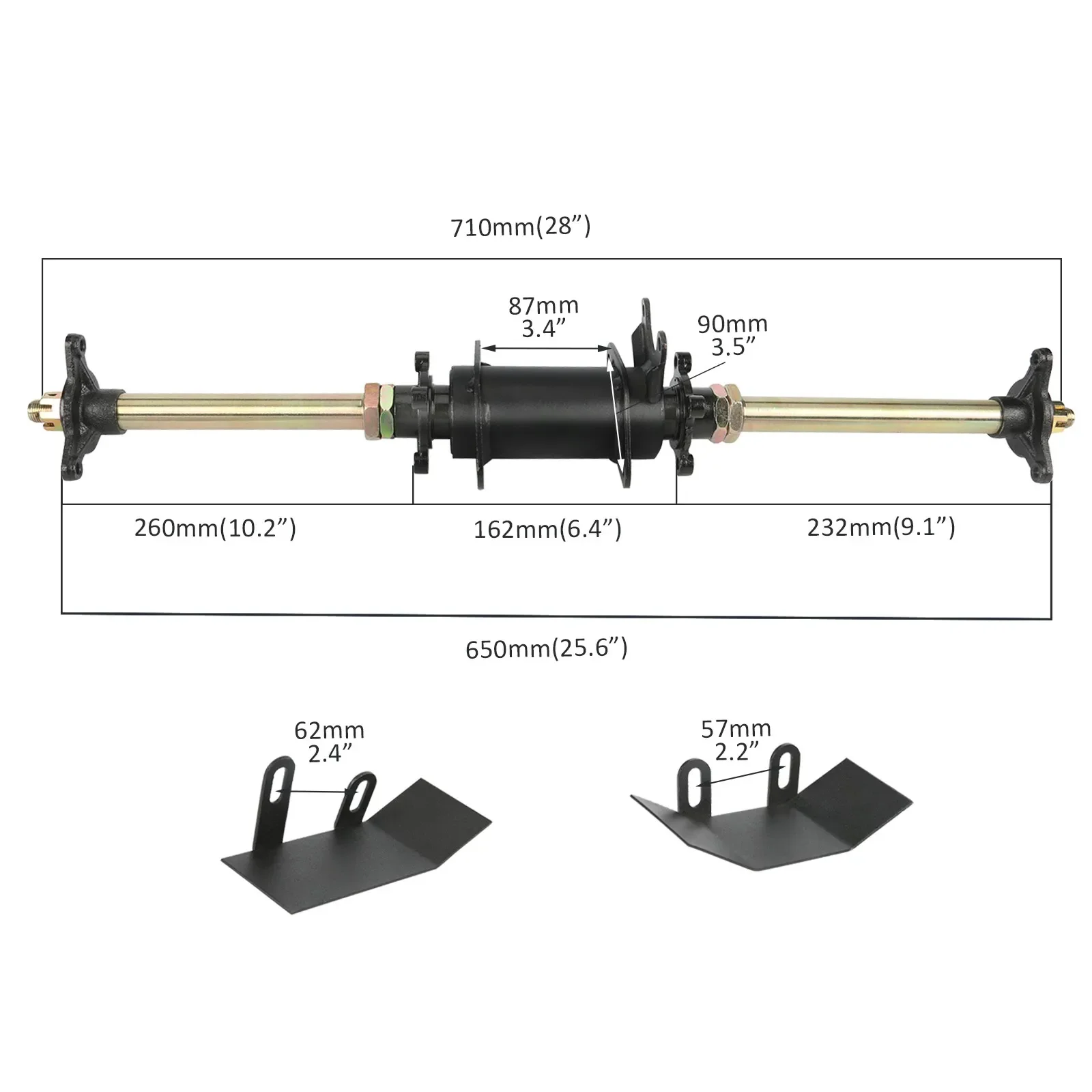 TDPRO Go Kart 710mm Rear Axle 5\'\' Wheel Slick Tire 11x7.10-5+10x4.50-5 Buggy Drift