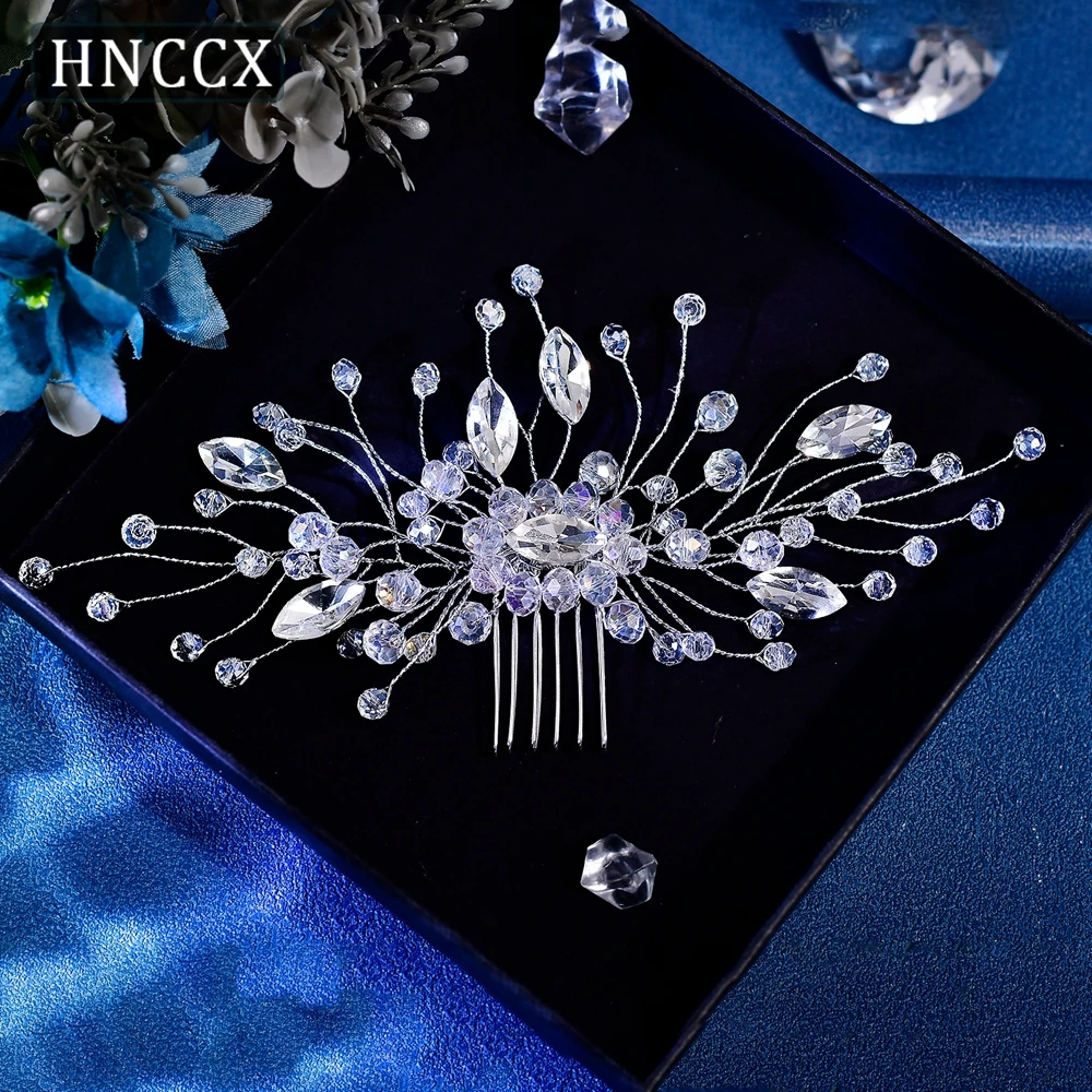 HNCCX Bling Crystal Wedding Hair Comb Handmade Rhinestone Bridal Headpiece Tiara Party Hair Accessories Jewelry Ornaments CP837