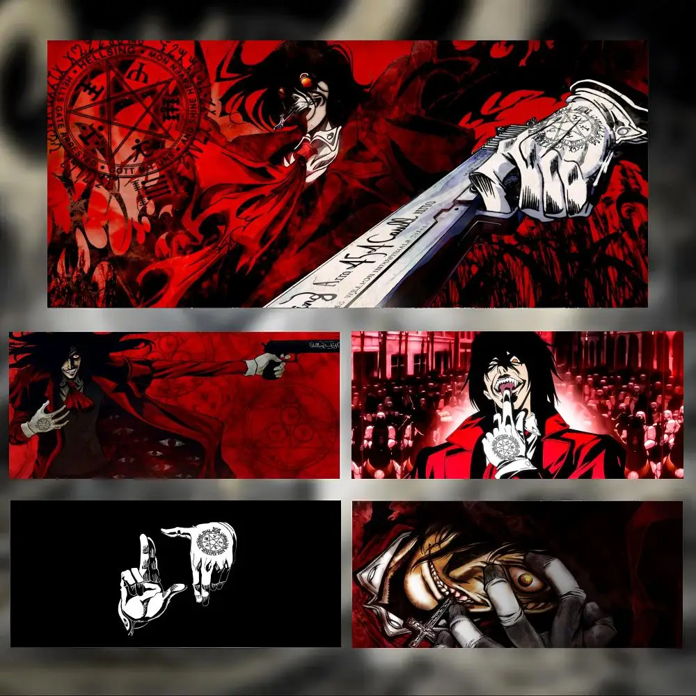 Dark Cool Anime H-Hellsing Alucard Mouse Pad Large Thick Desk Pad Stitched Edges Gaming Mouse Mat for PC