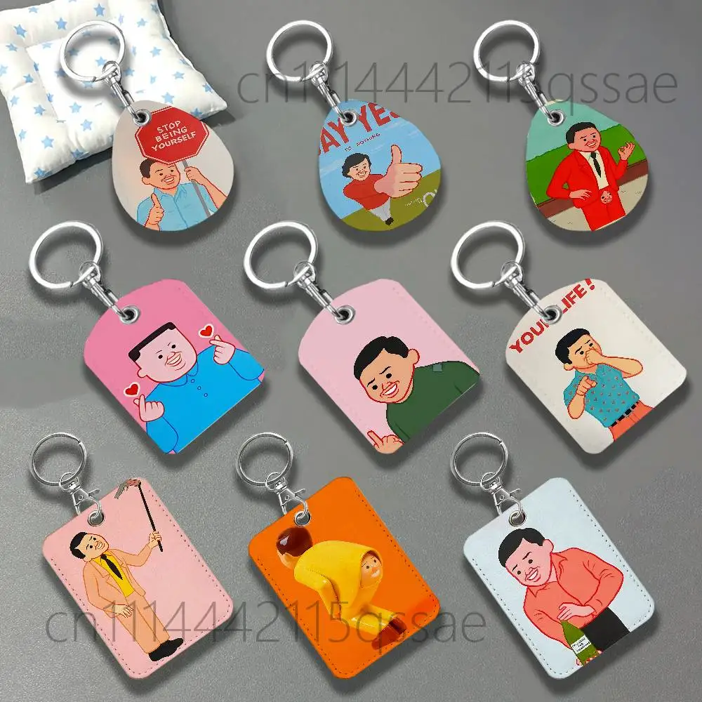 Joan C-Cornella Funny Leather Keychain Card Holder For Airtag & Access Cards Modern Bus Pass