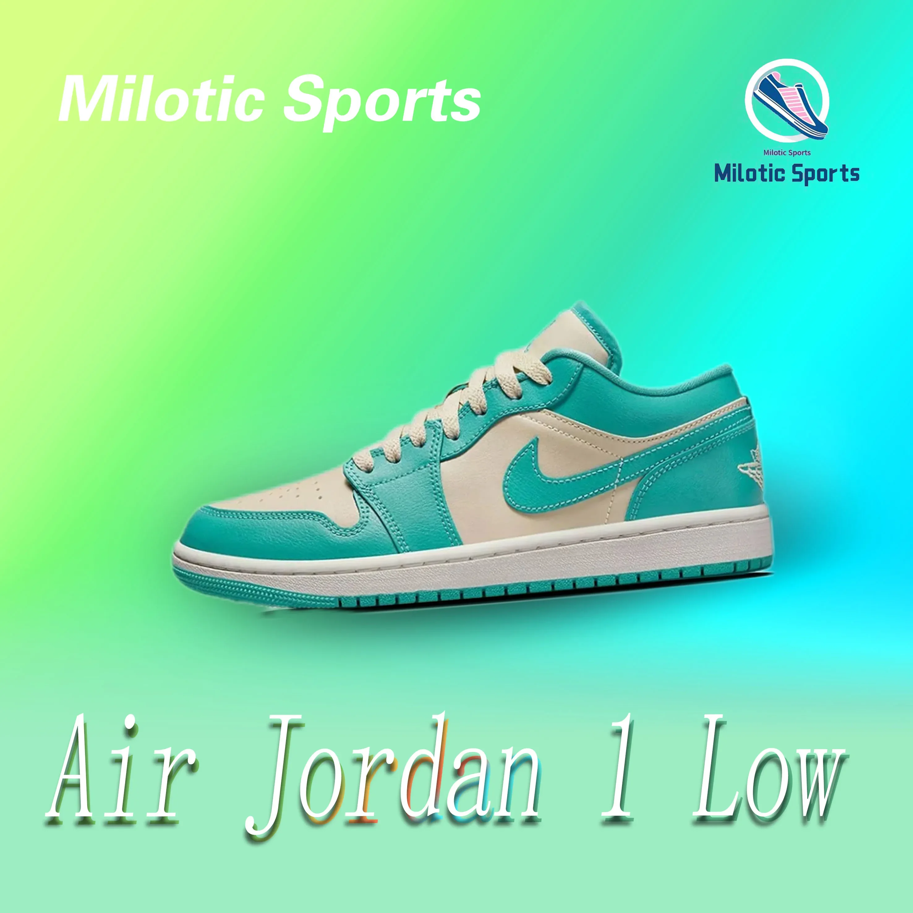 Jordan Air Jordan 1, niskie, modne, komfortowe, sportowe, niskie buty na deskę w stylu retro, niebieskie, zielone