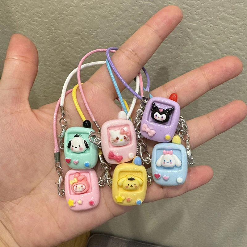 Sanrio Cartoon Cute Mini Mobile Phone Model Pendant For Dollhouse Accessories Plush Doll Dress Up Toy Hanging Neck Accessories